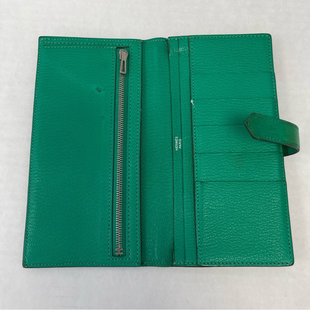 Hermès Bearn Soufflet Wallet in Green Epsom Leather - Preowned - Picture 3 of 15